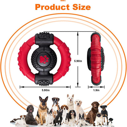Chew Toy Nylon Rubber Steering Wheel for Small、Large and Medium Dogs | Shape Indestructible Dog Toys Dog Teeth Cleaning, Milk Flavor, 5.9 Inches