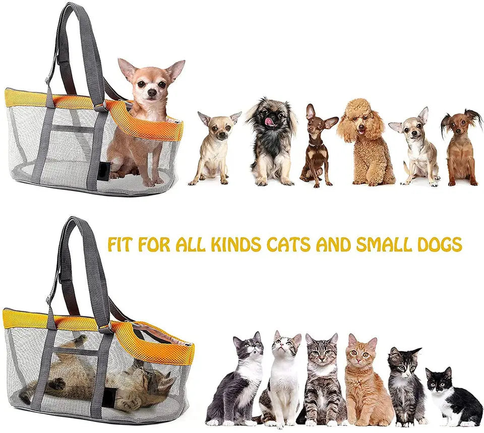 Foldable Mesh Pet Carrier for Small Dogs & Cats