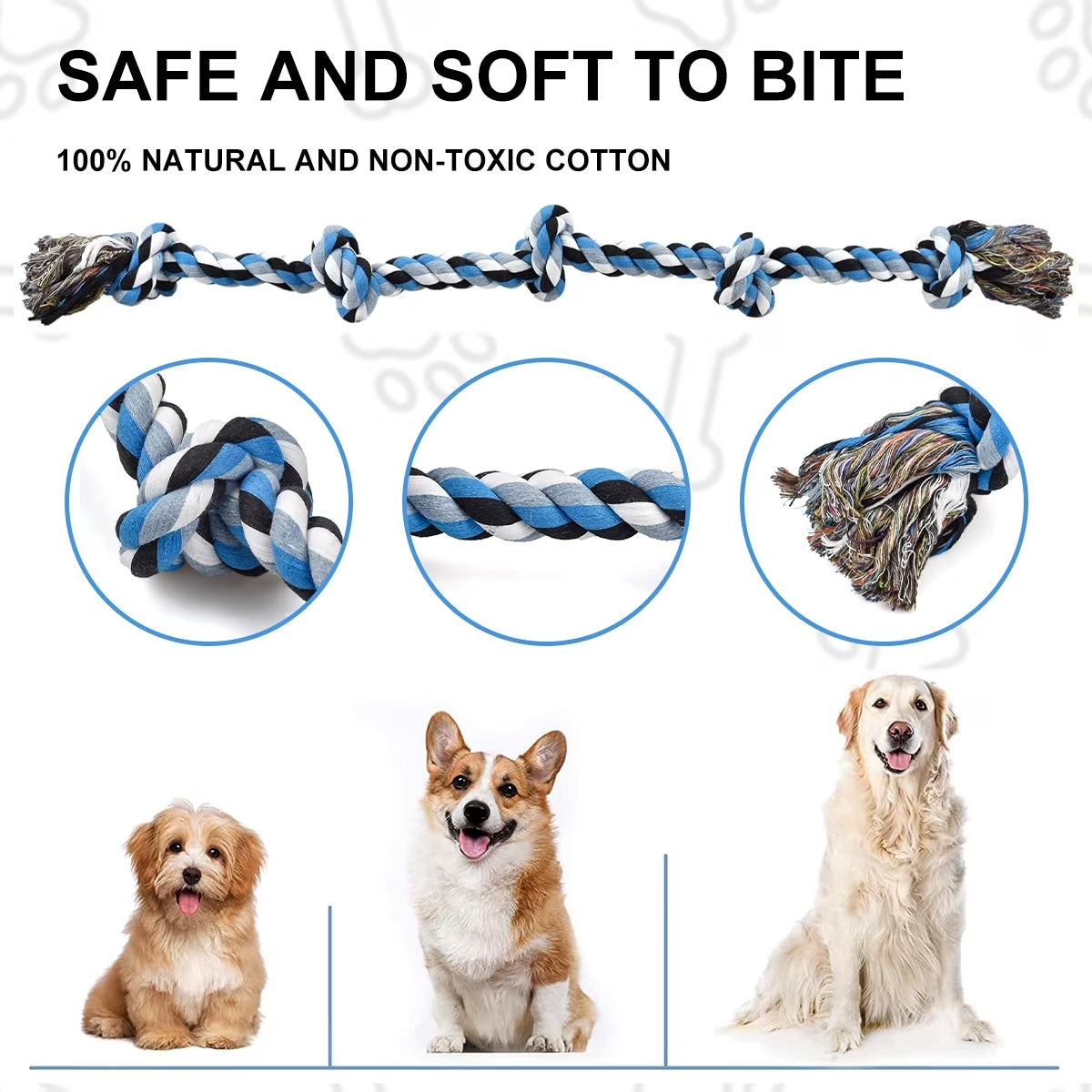Heavy Duty Dog Chew Toys, Interactive Dog Rope Toy for Large and Medium Aggressive Chewers, Cotton Tug of War Dog Toy for Teeth Cleaning