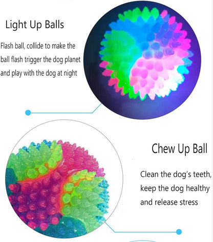 4 Pcs Light up Dog Balls,Flashing Elastic Ball,Glow Ball,Glow in the Dark Interactive Pet Toys for Aggressive Chewers,Puppy, Cats, Dogs