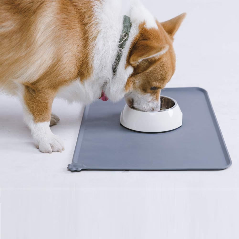 Silicone Waterproof Dog Cat Pet Food Mats Tray -FDA Grade Dog Pet Cat Feeding Mat-Black