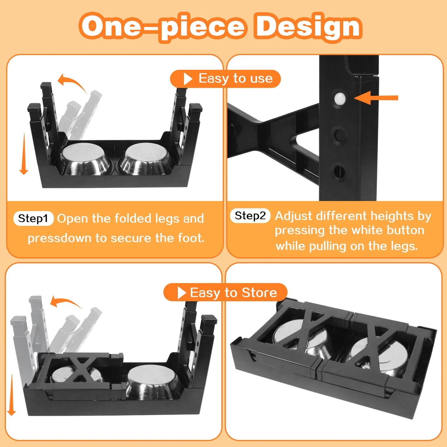 Elevated Dog Bowls, Adjustable Height Raised Dog Food Bowls for Small Medium and Large Dog