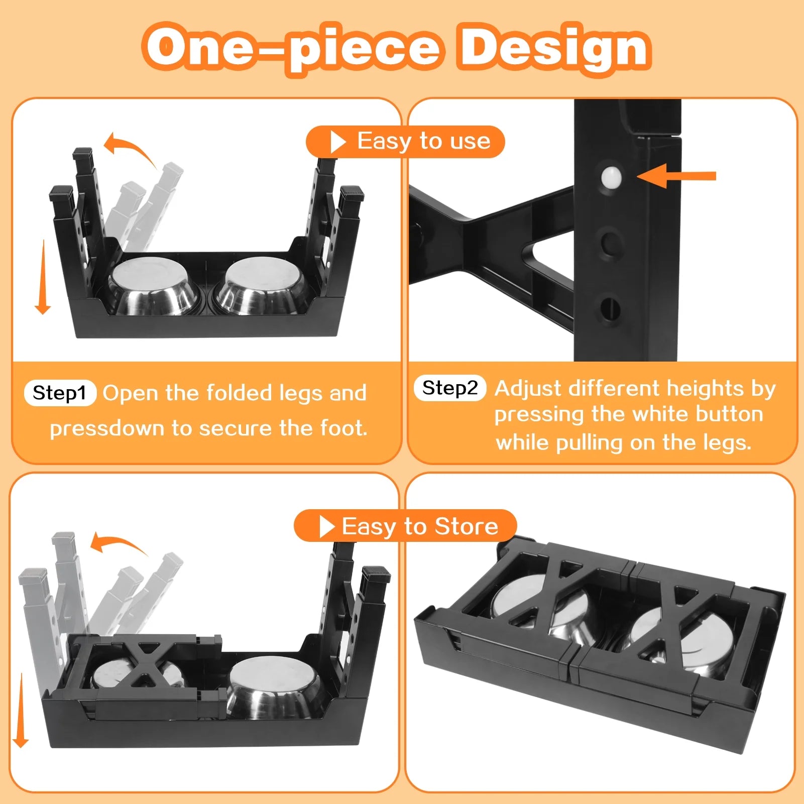 Elevated Dog Bowls, Adjustable Height Raised Dog Food Bowls for Small Medium and Large Dog