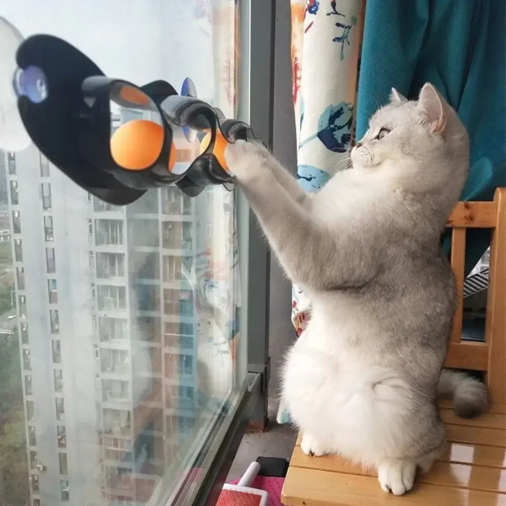 Suction-Cup Window Track Ball Toy for Cats