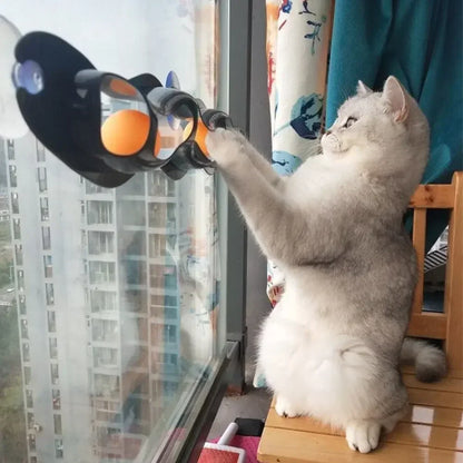 Suction-Cup Window Track Ball Toy for Cats