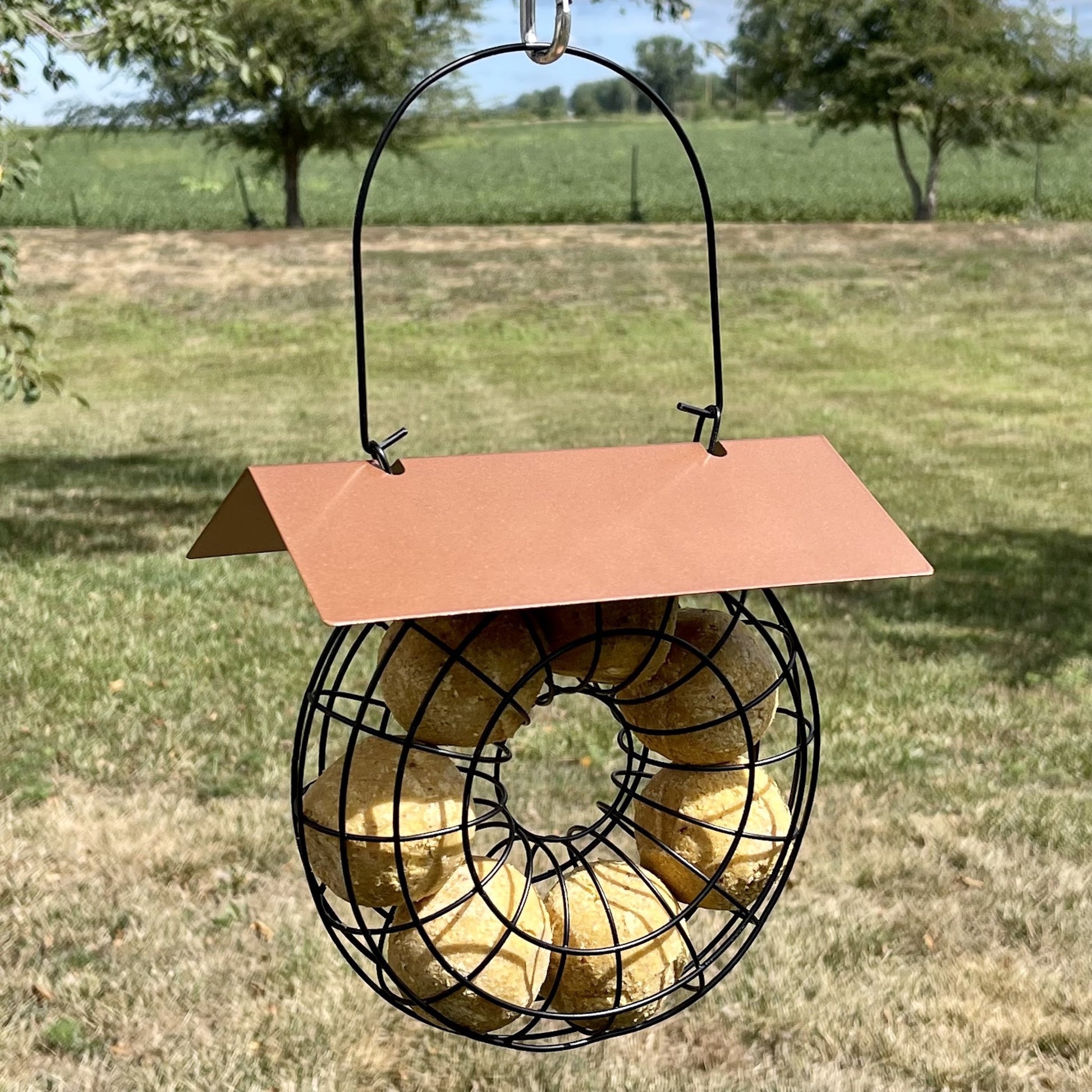 Suet Feeder for Suet Balls Metal Hanging Bird Feeder, 6 Suet Ball Capacity Copper