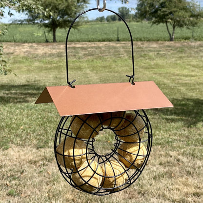 Suet Feeder for Suet Balls Metal Hanging Bird Feeder, 6 Suet Ball Capacity Copper