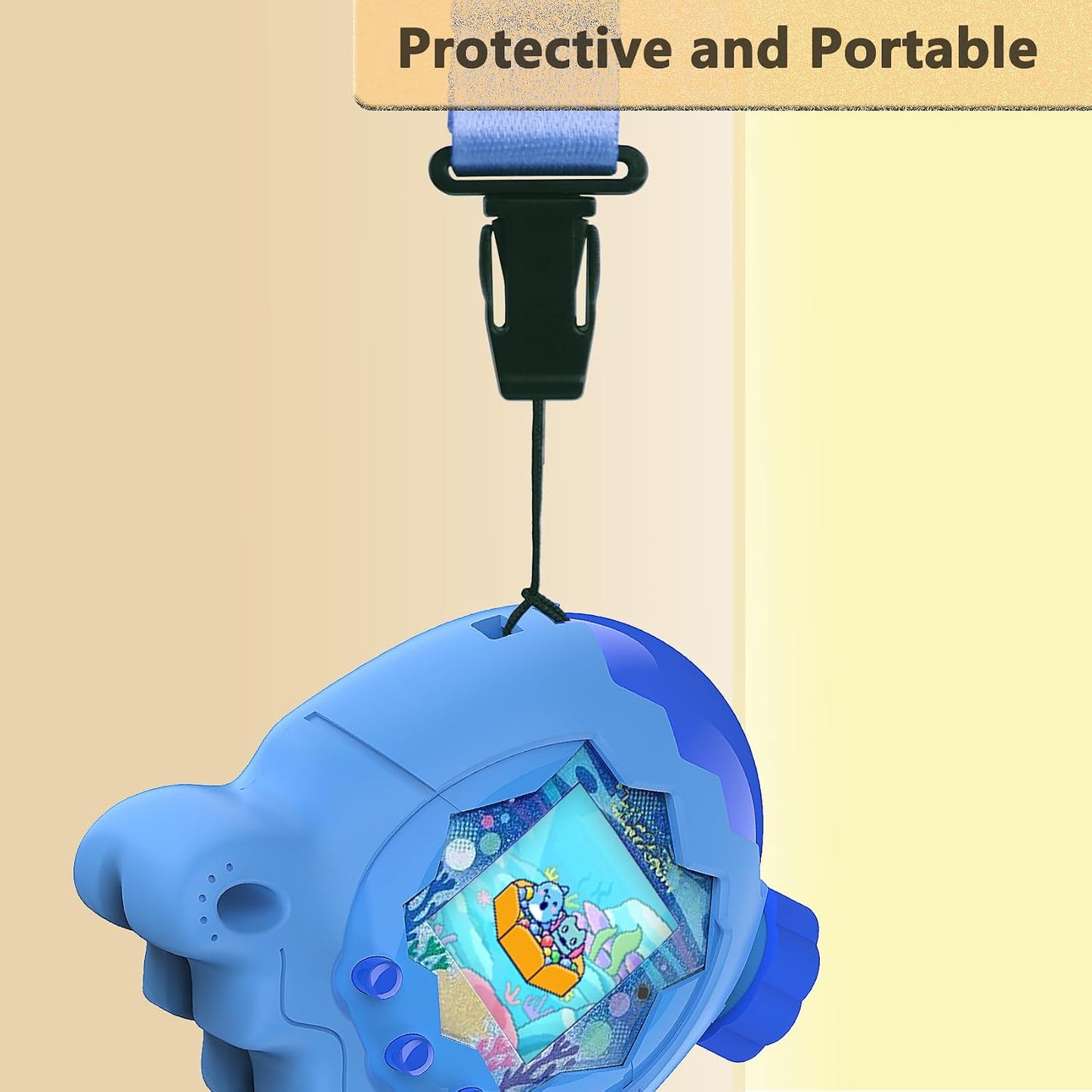 Silicone Case for Tamagotchi Paradise Electronic Pets Toy, Screen Protector and Lanyard for Tamagotchi Paradise Virtual Pet Accessories (Blue)