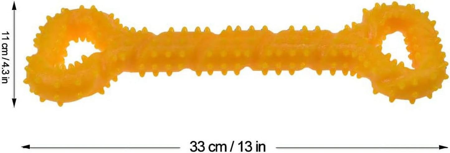 Christmas Dog Toys Durable Dog Chew Toys 13 Inch Bone Shape Extra Large Dog Toys with Convex Design Strong Tug Toy for Aggressive Chewers Medium and Large Dogs Tooth Cleaning, Yellow