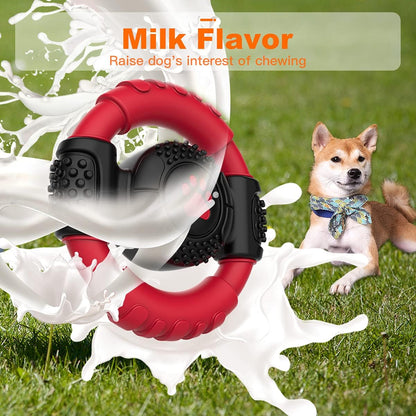 Chew Toy Nylon Rubber Steering Wheel for Small、Large and Medium Dogs | Shape Indestructible Dog Toys Dog Teeth Cleaning, Milk Flavor, 5.9 Inches