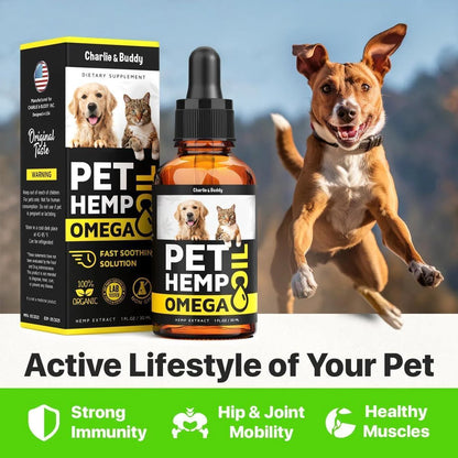 Hemp & Salmon Oil for Dogs Omega 3-6-9 Skin & Coat 1 Fl Oz