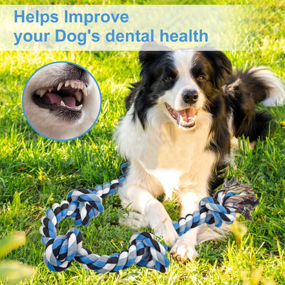 Heavy Duty Dog Chew Toys, Interactive Dog Rope Toy for Large and Medium Aggressive Chewers, Cotton Tug of War Dog Toy for Teeth Cleaning