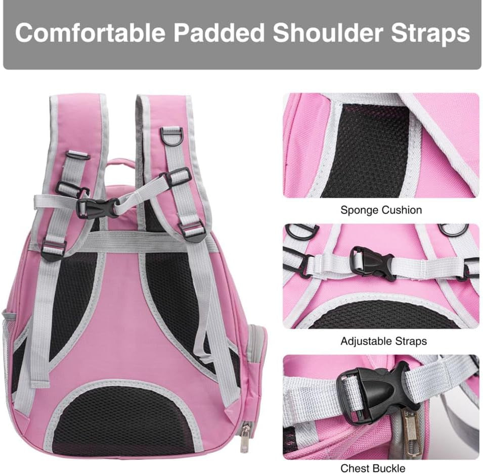 Large Cat Backpack Carrier for Travel and Hiking Transparent Pet Bubble Backpack for Cats up to 20Lbs with Ventilation and Padded Straps Mochila Para Gatos Transportadora Mascotas (Pink)
