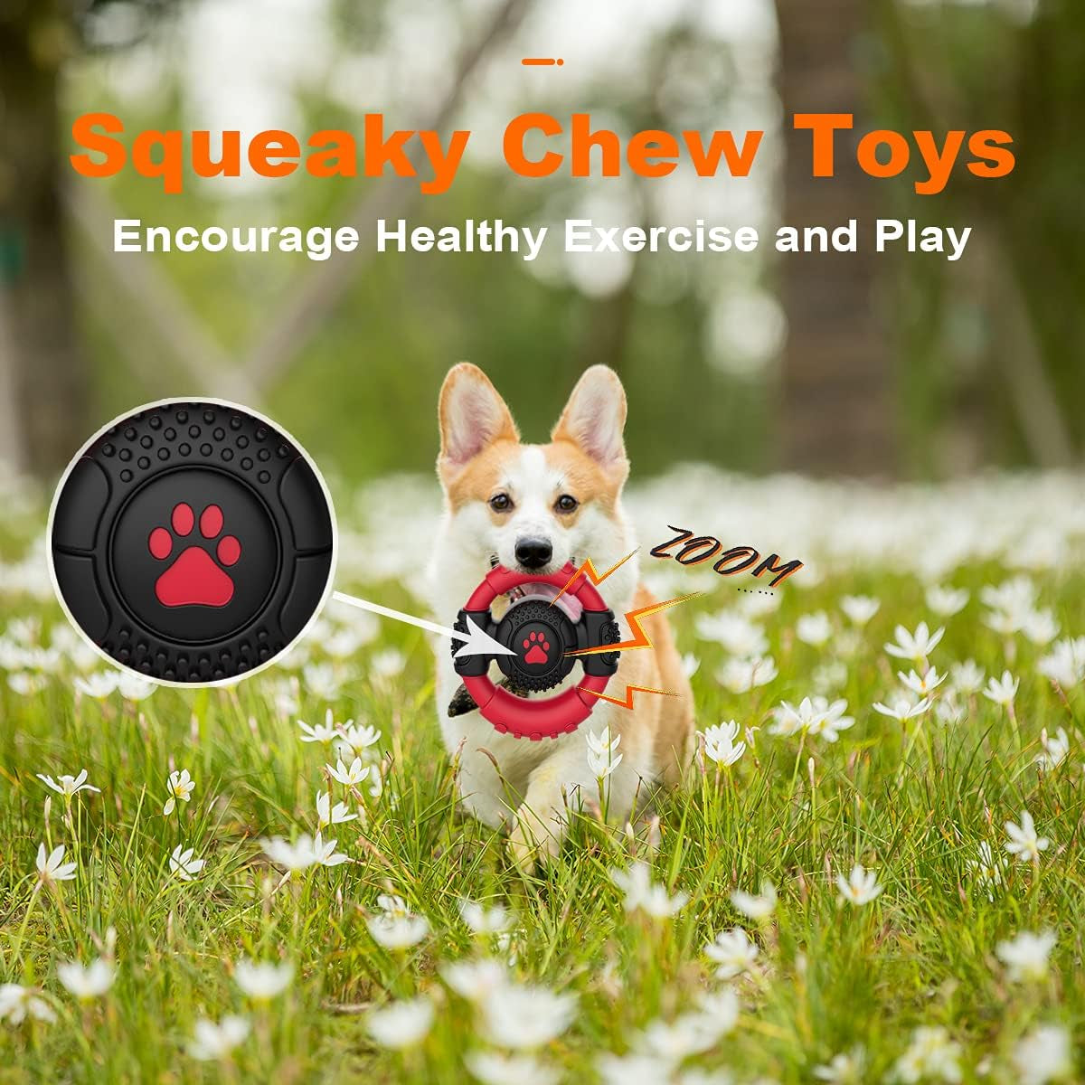 Chew Toy Nylon Rubber Steering Wheel for Small、Large and Medium Dogs | Shape Indestructible Dog Toys Dog Teeth Cleaning, Milk Flavor, 5.9 Inches