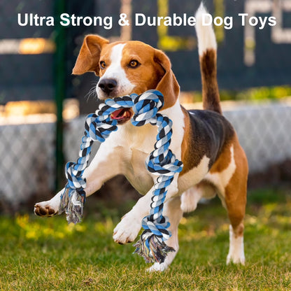 Heavy Duty Dog Chew Toys, Interactive Dog Rope Toy for Large and Medium Aggressive Chewers, Cotton Tug of War Dog Toy for Teeth Cleaning